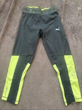 Puma Black & Neon Green Athletic Leggings